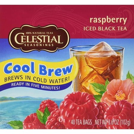 Raspberry Cool Brew Iced Black Tea, 40 Tea Bags, Cool Brew iced teas are refreshing and delicious blends of juicy fruits and the highest-quality.., By Celestial