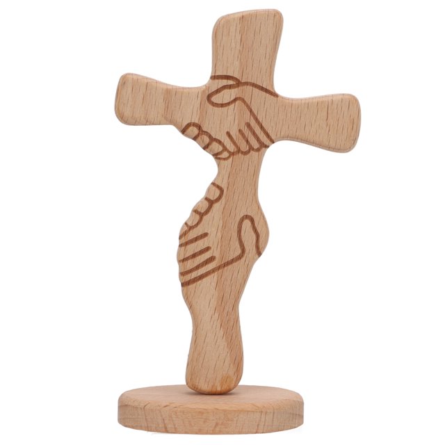 Adorno de cruz católica decoración de mesa de cruz de madera textura tallada resistente y duradero para mesa para altar para vacaciones ANGGREK Otros