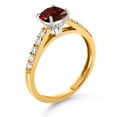 thumbnail image 3 of Gem Stone King 10K Yellow Gold Red Garnet and White Lab Grown Diamond Engagement Ring for Women (2.80 Cttw, Cushion 8MM, Gemstone January Birthstone, Size 6), 3 of 4