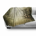 thumbnail image 3 of Occult Forest Soft Flannel Fleece Throw Blanket, Misty Spot Deep down in the Woodlands Sunbeams, Cozy Plush for Indoor and Outdoor Use, 70" x 90", Pale Yellow Black, by Ambesonne, 3 of 6