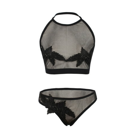 

Women Lingerie Set Lace Bra and Panty Set Two Piece Ladies Lingerie Underwear Bra & Brief Sets Black M