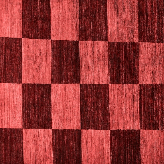 Ahgly Company Indoor Square Checkered Red Modern Area Rugs, 7' Square