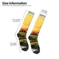 Adobk Oil Painting Style Pasture Cow Print Knee High Socks Athletic