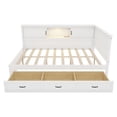 thumbnail image 3 of Full Size Platform Bed,L-Shaped Bed Frame with Drawer and and Bookcase, Mattress Foundation with Led Downlight and USB Port for Small Room,Bedroom, Guest Room, White, 3 of 7