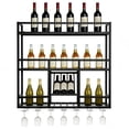 thumbnail image 6 of SHegdu 3-Tiers Liquor Bottles Floating Shelves Wall Mounted Wine Rack with Glass Holder Liquor Bottle Display Shelf for Home Bar Dining Room Kitchen Living Room, 6 of 8