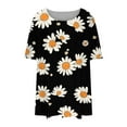 thumbnail image 6 of Inverlee Casual Baggy Plus Size Tshirts for Women Trendy Versatile Breathable Comfy Short Sleeve Tops Funny Floral Print Round Neck Tunics with Chest Pleated, 6 of 6