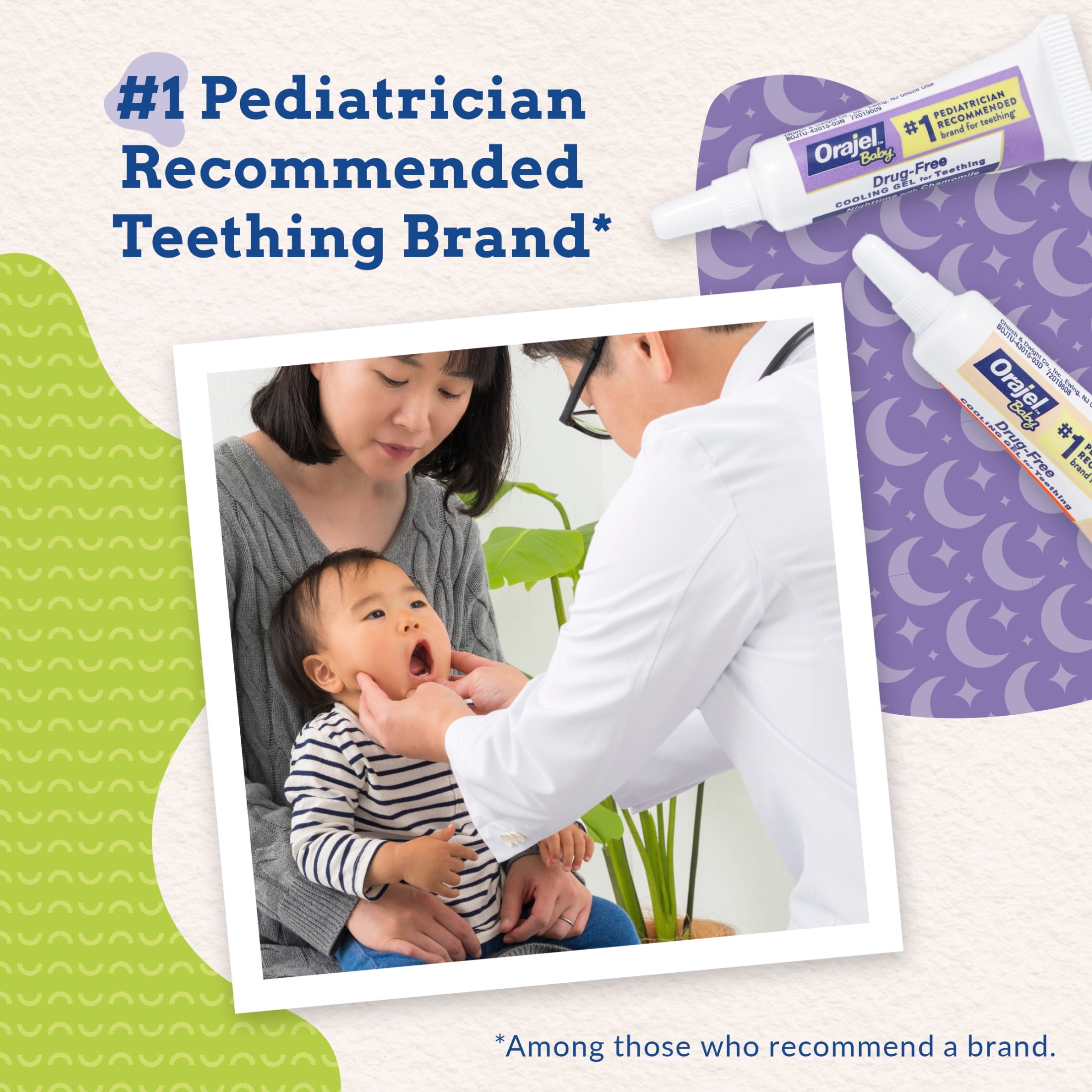 (2 pack) Orajel Baby Teething Cooling Gels, Drug-Free Relief for Painful Gums, Day & Night, 0.18 oz, 2 Ct