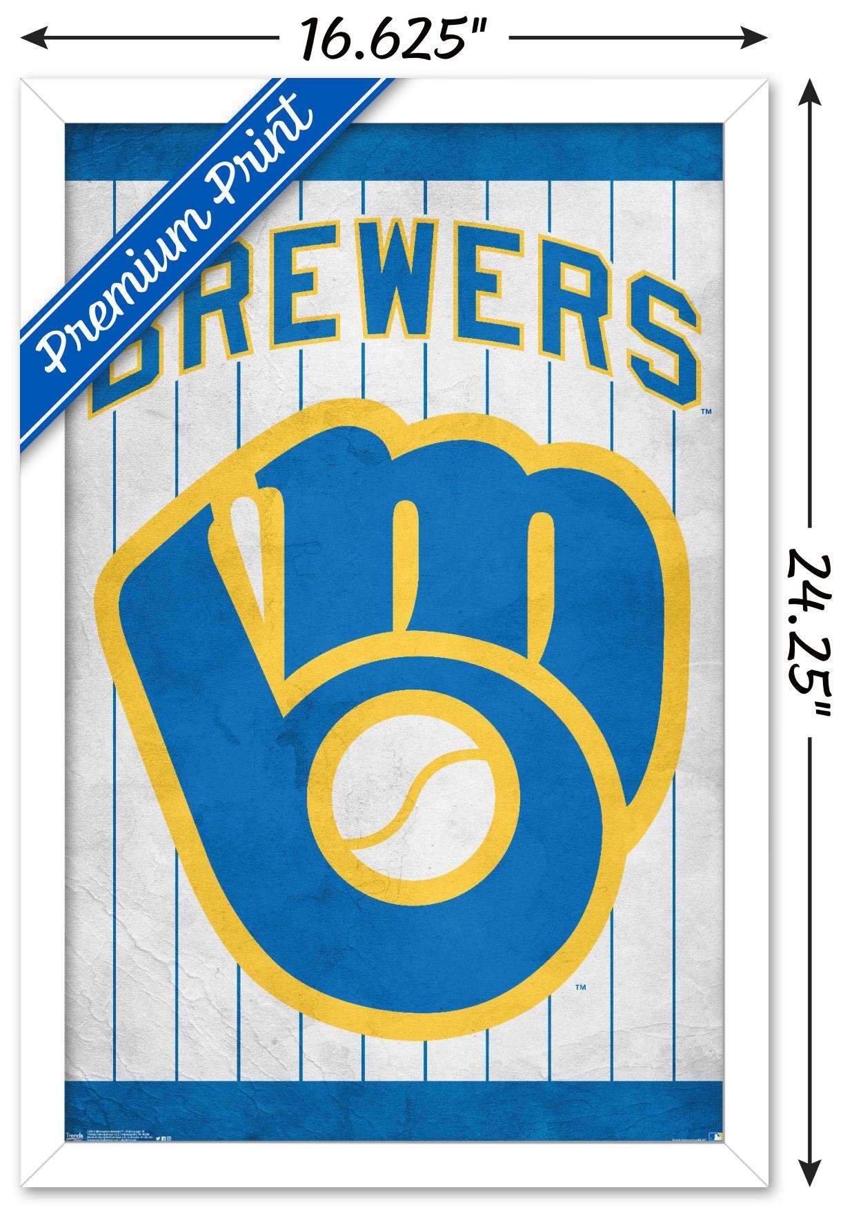 MLB Milwaukee Brewers - Retro Logo Wall Poster, 14.725" x 22.375", Framed