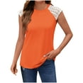thumbnail image 2 of Tank Tops for Women under $4.98 no boundari Lace Sleeveless Printed Round Neck T-shirt Top Orange XL, 2 of 5