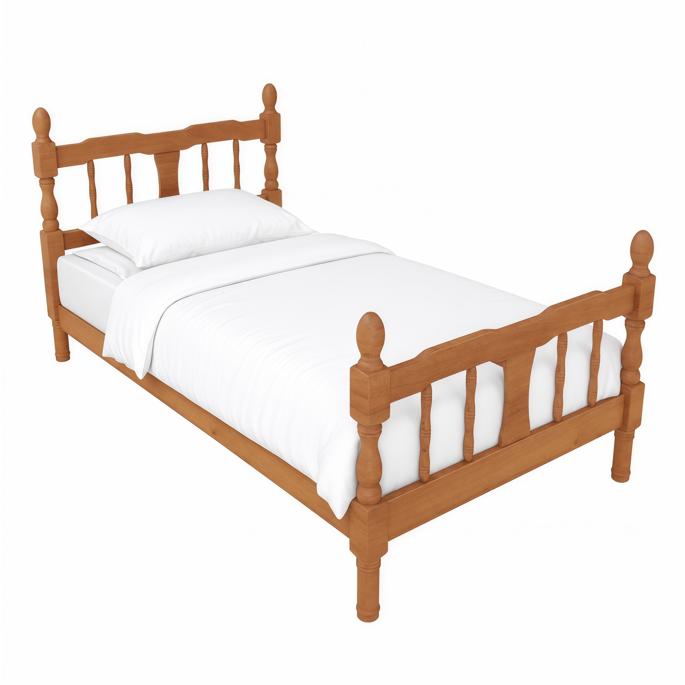 GDF Studio Betty Twin Size Wooden Platform Bed Frame with Spindle Headboard, Traditional Farmhouse Style, Walnut