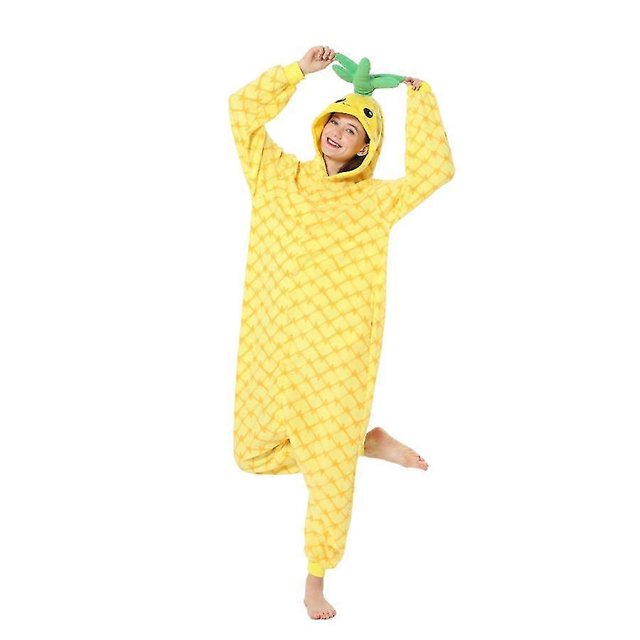 Cartoon Fruit Pineapple Men And Women's Cosplay Costume Sleepwear,adult Onesie Pajamas, One-piece Unisex Homewear