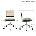 thumbnail image 4 of Zesthouse Mid Century Faux Leather Home Office Chair with Rattan Back, 360° Swivel Upholstered Desk Chair on Wheels, Tufted Computer Task Chair for Living Room & Office Room, Green, 4 of 11
