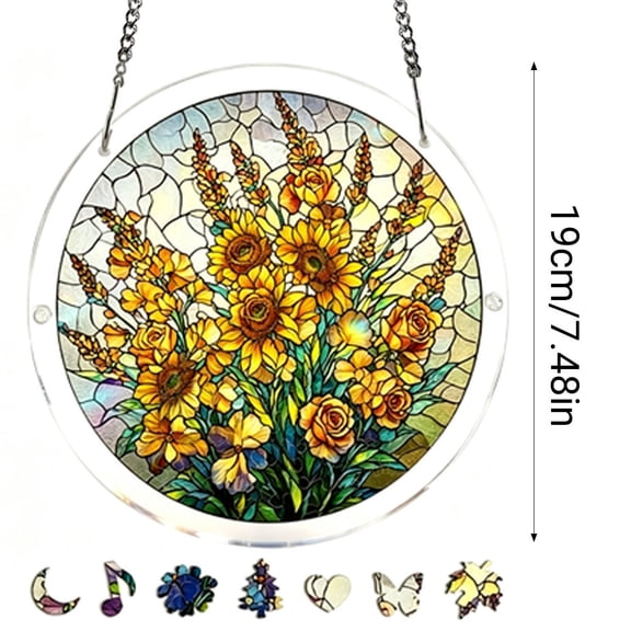 WEGFTDUOP Sun Catcher Acrylic Puzzles Suncatcher Window Hanging 7.4 Inch Catcher Puzzle Garden Decoration For Women Men Mom Birthday Gift Home Decor Stained Glass Window Hanging