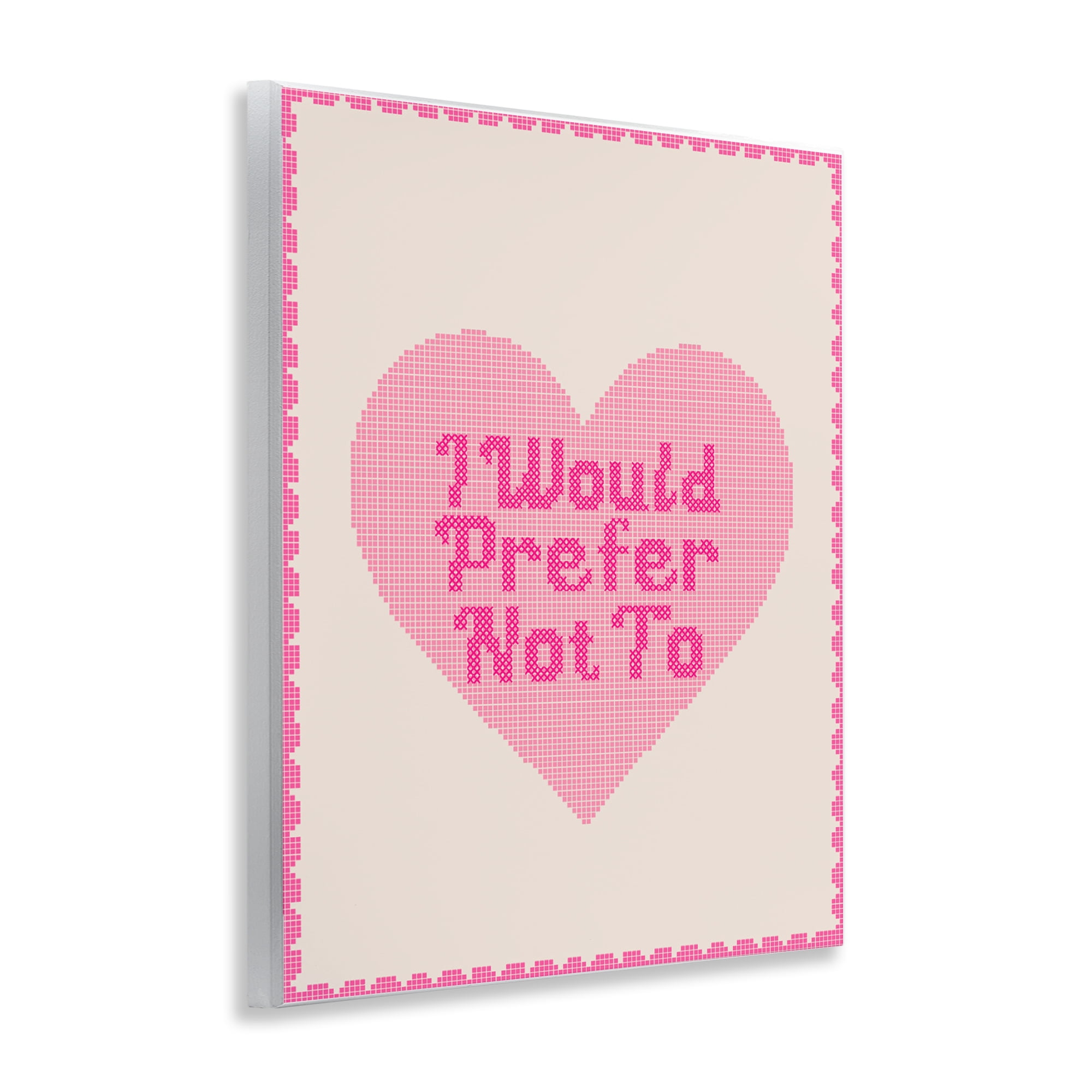 Stupell Industries I Would Prefer Not To Pink Heart Wall Plaque Art, design by Lil' Rue