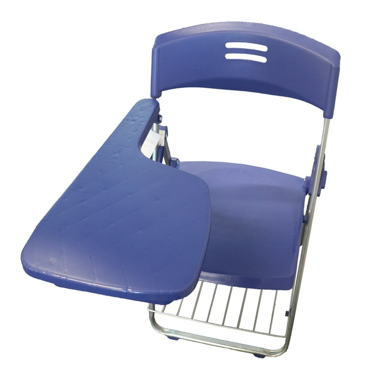 RTC Group Right Hand Pad Tablet Small Arm Desk Folding Chair, Blue
