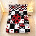 thumbnail image 5 of Erosebridal Elegant Bug Ladybug Bed Sheets,Vintage Flower Full Size Sheets,Black Silver,4 Pieces,1 Flat Sheet,1 Fitted Sheet and 2 Pillowcases, 5 of 6