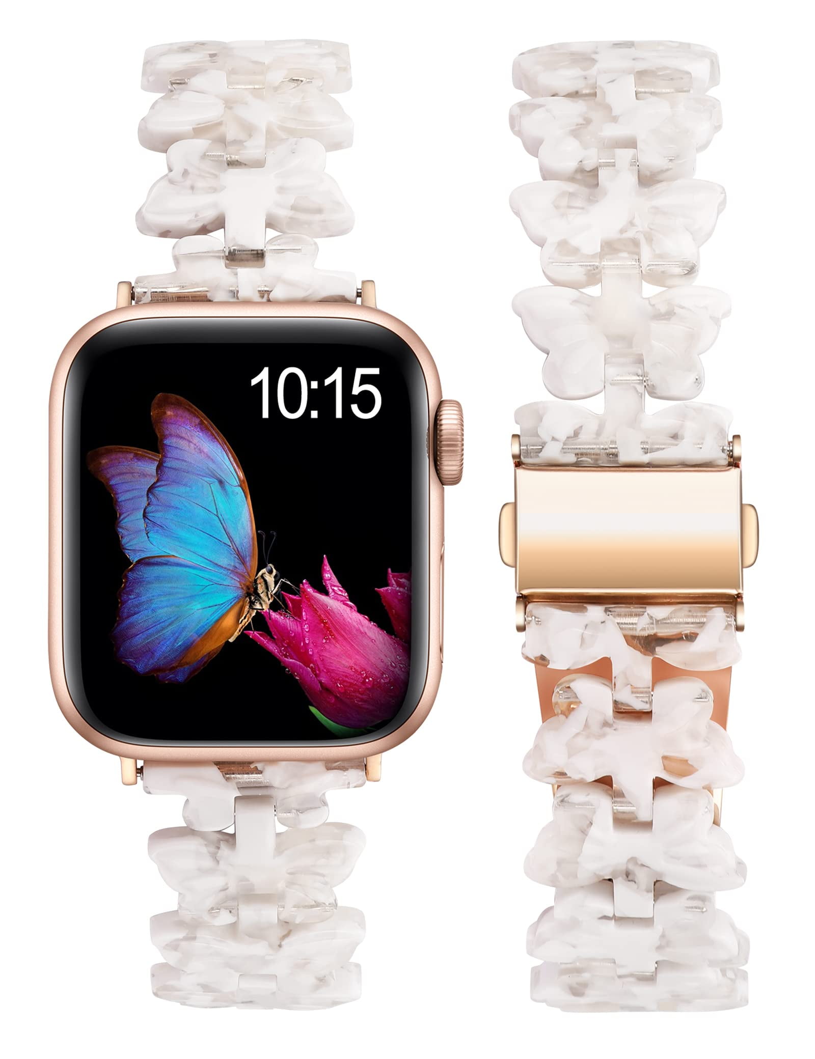 Wearlizer Butterfly Resin Bands Compatible with Apple Watch Band 44mm