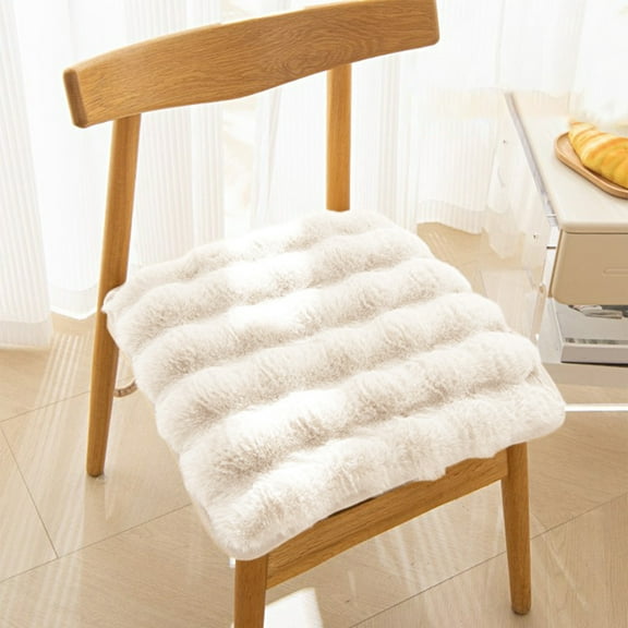 Squared Seat Cushion, 20" Faux Furry Chair Pad, Thicken Soft Winter Seat Pad, Non-Slip Plush Chair Cushion for Bedroom Living Room Office Sofa