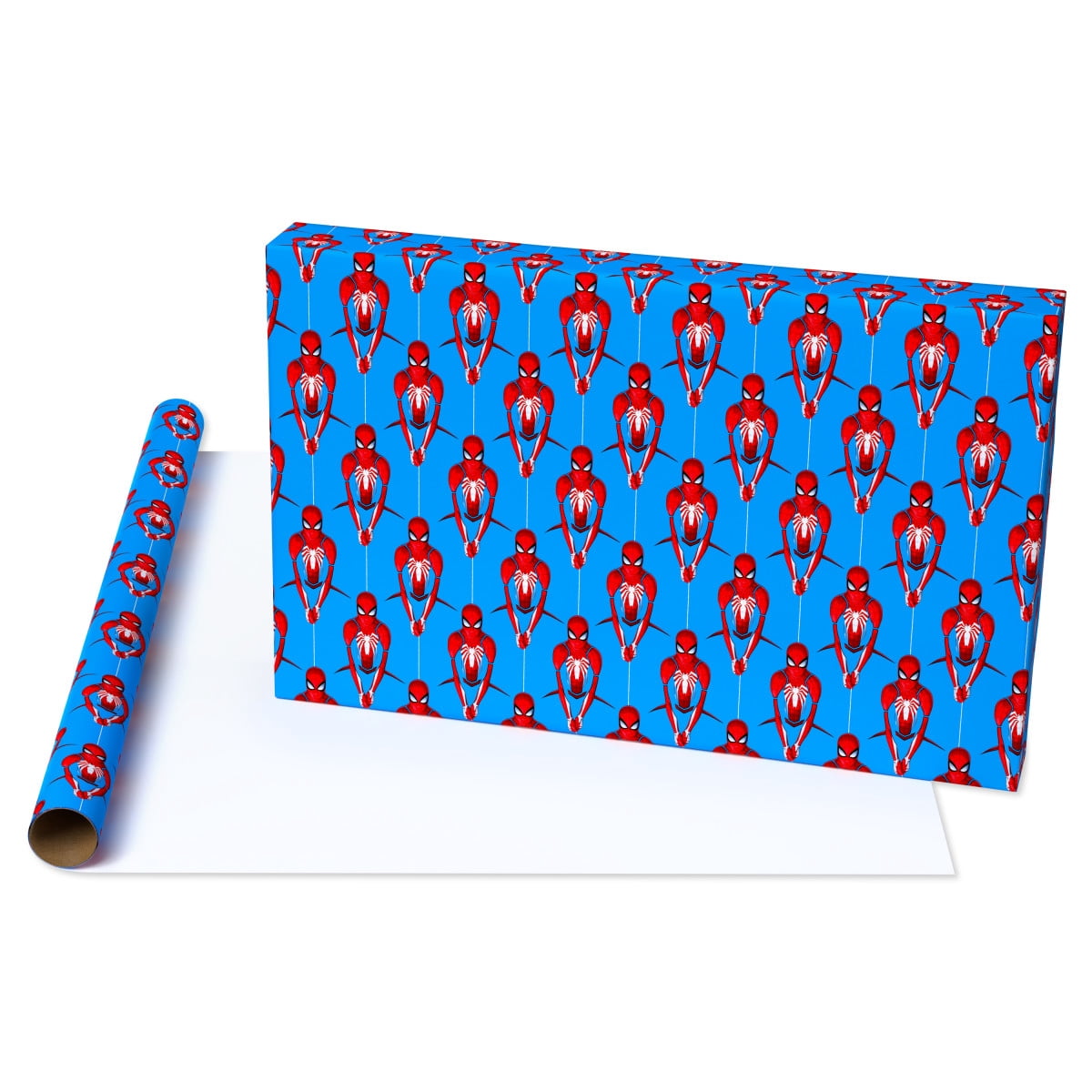 American Greetings Marvel Spider-Man Gift Wrapping Paper, Blue Action Design (20 sq. ft.)