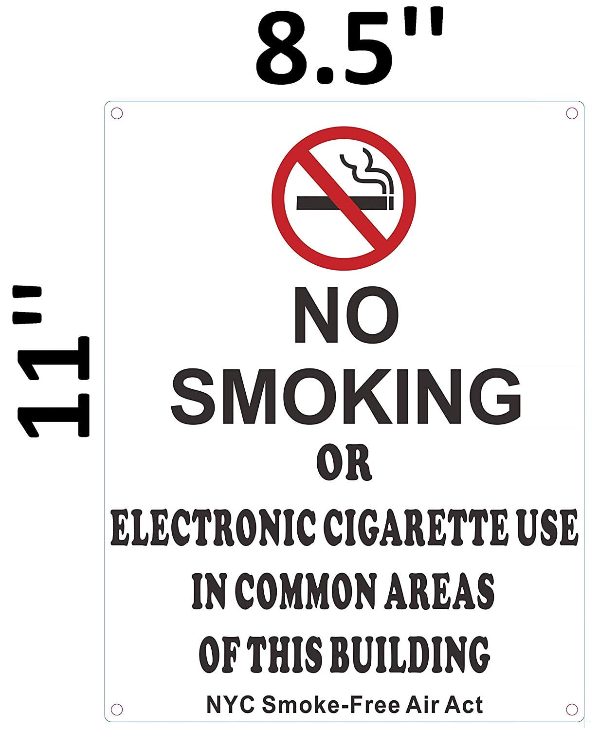no smoking or electronic cigarette use sign NYC Smoke free Act "No Electric Use" ...-REF24-1027 Sign Wording NO Smoking OR Electronic Cigarette