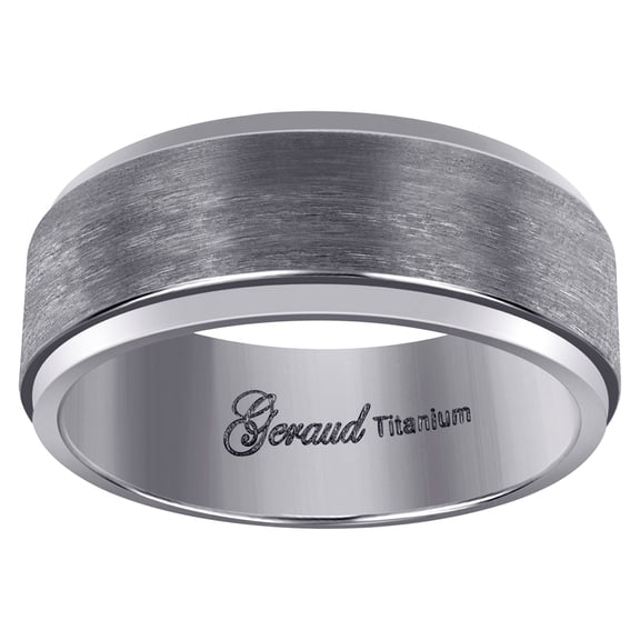 Titanium Mens Brushed Beveled Edge Comfort-Fit Wedding Band 8mm Size 10.5 Wedding Band for Men