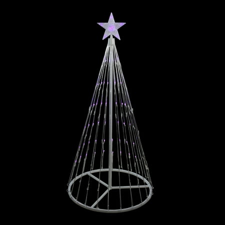 4 Purple Led Lighted Show Cone Christmas Tree Outdoor Decoration