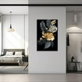 thumbnail image 3 of ZHONGYUTONG Golden Flowers Leave Wall Decor Abstract Black Gold Picture Painting Elegant Floral Canvas Prints Modern Artwork for Living Room Framed (20.00" x 30.00"), 3 of 6