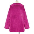 thumbnail image 5 of Lyinloo Womens Ladies Solid Warm Faux Coat Jacket Winter Turn Down Collar Outerwear Hot Pink XL, 5 of 5