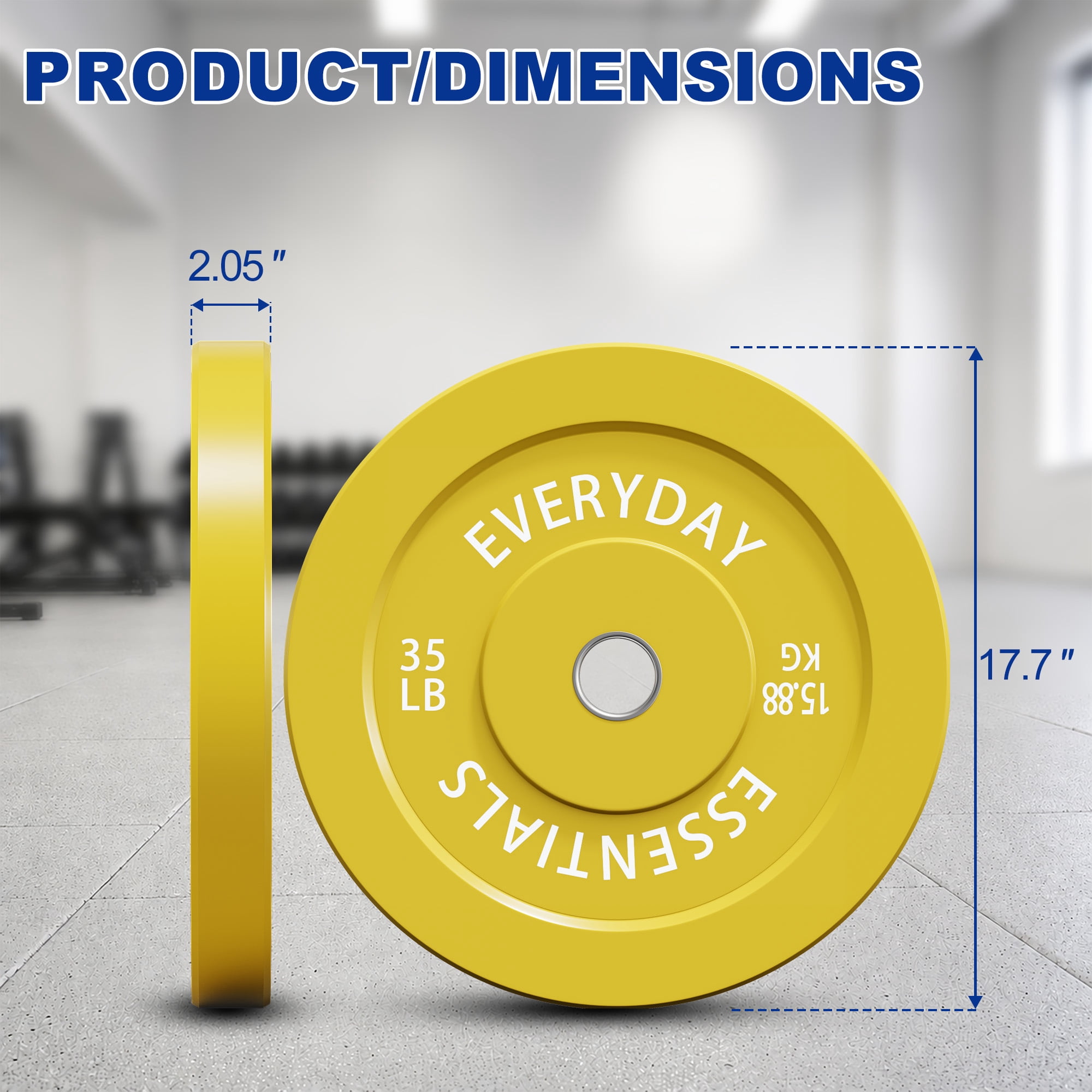 INTRTLOCKINGING TILES 35 LB Olympic Bumper Plate Pair, Rubber Weight Plates with 2-Inch Center Insert, Low-Rebound Design for Home Workouts and Weightlifting