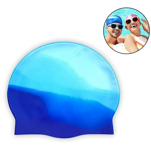 Gorros de natación de silicona, 1 paquete, gorro de natación duradero y cómodo para adultos, elastomérico para mujer, hombre, pelo corto, pelo largo Fokelyi 221409-3