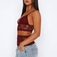 thumbnail image 3 of Camiseta sin mangas Pivanzore Y2K de encaje, malla transparente, color rojo XL para mujer, 3 of 5