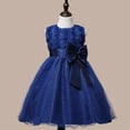 thumbnail image 6 of Fesfesfes Girls Princess Dress Sleeveless Bow A Line Formal Party Gown for Special Occasion Elegant Floral Glitter Tulle Skirt Big Kids Flower Girl Birthday Wedding Outfit(Blue,9-10 Years), 6 of 9