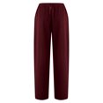 thumbnail image 4 of Chbgutlmr Womens Capri Pants Elastic Waisted Loose Lightweight Cropped Casual Straight Leg Trousers Pockets, 4 of 5