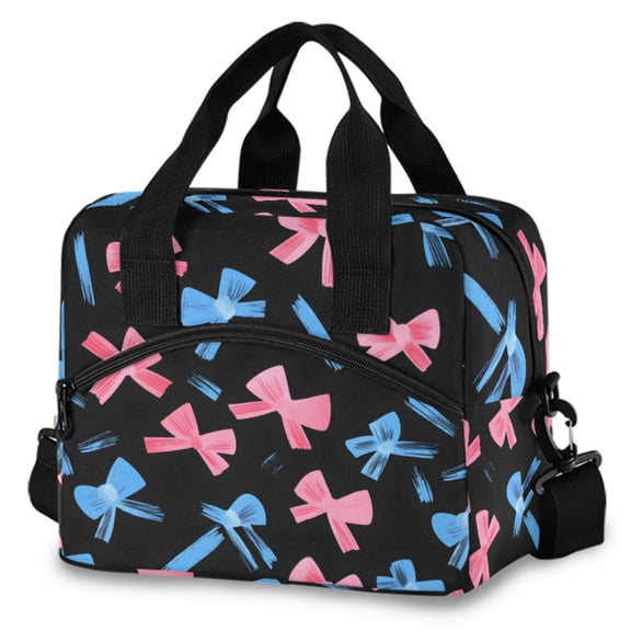 ALAZA Blue Bow Insulated Lunch Box Large Reusable Cooler Bag with Shoulder Strap