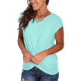 thumbnail image 2 of Women's Short Sleeve Round Neck T Shirt Front Twist Tunic Tops Casual Loose Fitted, 2 of 10