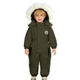 thumbnail image 2 of lnmuld Kids One-piece Solid Color Boys Winter Thermal Romper Jumpsuit Insulated Baby Snowsuit Warm Padded Coverall for Toddler Kids Outdoor Play Size:2-3 Years, 2 of 5