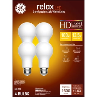 GE LED Daylight A19 Bulbs – 100W Replacement, 1600 Lumens, 4-Pack, Dimmable & Frosted 13 thumbnail image
