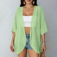 thumbnail image 6 of GERsome Womens Cardigans Summer Beach Cover Up Swimwear Short Sleeve Chiffon Kimono Loose Casual Tops,Green,Size S, 6 of 8