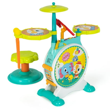 UPC: 6975211303872 | Costway 3-Piece Electric Kids Drum Set Musical Toy Gift w/Microphone Stool Pedal