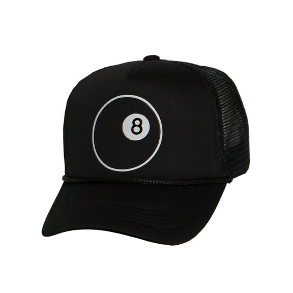 Top Headwear Men's 8 Ball Trucker Hat - Pool Billiards Snapback Cap, Black
