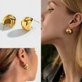 thumbnail image 3 of Chunky Gold Hoop Earrings for Women, 14K Gold Plated Hoop Earrings Lightweight Stainless Steel Hollow Open Hoops Hypoallergenic Earrings Fashion Jewelry for Women, 3 of 14