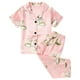 thumbnail image 1 of Odeerbi 1-8 Años Niños Niñas Pijama de Verano de Satén Con Solapa de Muesca Camisas de Manga Corta Pantalones Conjunto de Pijama Con Estampado Floral Suave, 1 of 9