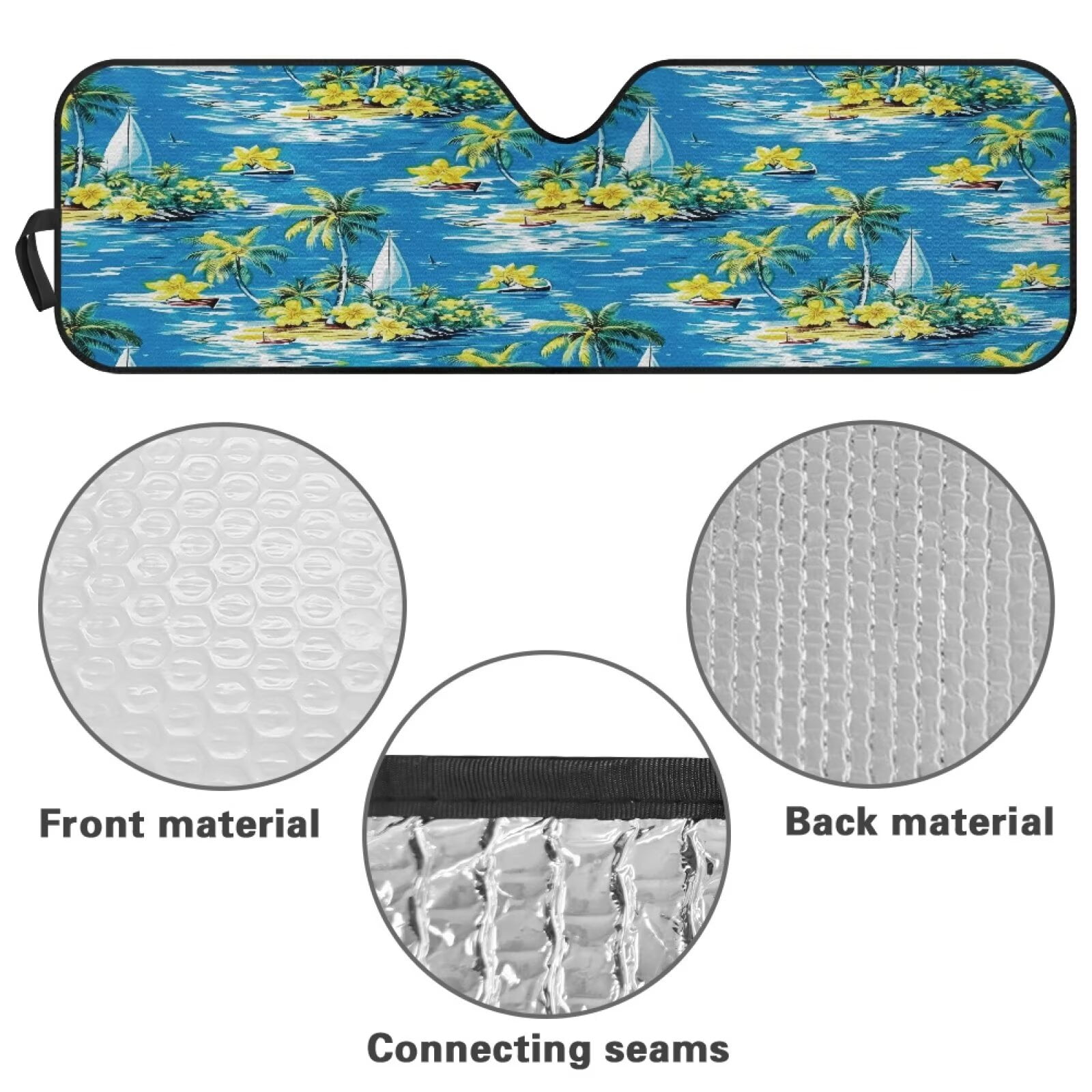 Uorisanigo Foldable Windshield Sun Shade Hawaiian Sailboat Print Sunshade Front Window Shield Fit for Jeep Wrangler JL 2/4 Door & 2024 2025 Jeep Wrangler 4XE ,Keep Car Interior Cooler