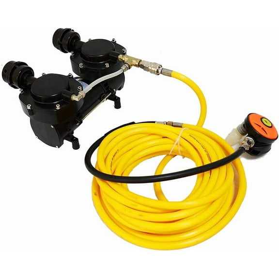 HPDAVV Snorkeling Air Compressor 3rd Lung 3pcs Set with 50ft ABS Breathing Hose & Diving Regulator Powered by 12V DC Battery