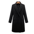 thumbnail image 2 of Frontwalk Ladies Outwear Turn Down Collar Jacket Double-breasted Coat Women Longline Trench Coats Plain Overcoat Black 2XL, 2 of 3