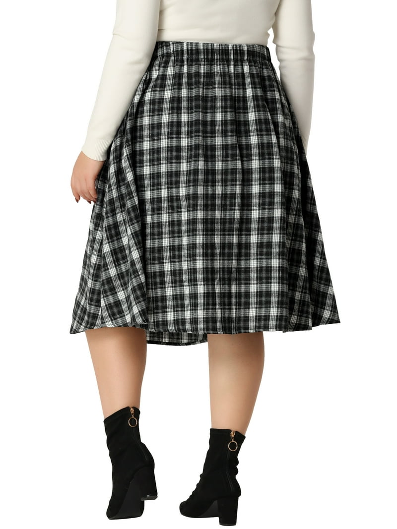 Bargains women's Plus Size Velvet A Line Plaid Flare Skirt