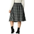 thumbnail image 3 of Unique Bargains Women's Plus Size Velvet A Line Knee Length Plaid Print Flare Skirt, 3 of 6