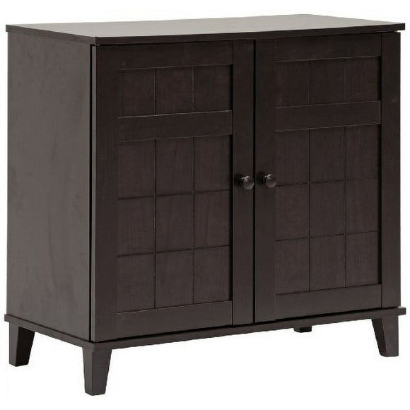 Baxton Studio Glidden Wood Modern Shoe Cabinet, Short, Dark Brown