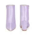 thumbnail image 5 of BLISSFUL STEP Pointed Toe Satin Chunky Heel Ankle Boots for Women Purple (Size 6), 5 of 5