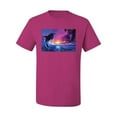 thumbnail image 2 of Wild Bobby, Jumping Whale During Beach Sunset, Animal Lover, Men Graphic Tees, Fuschia, 2XL, 2 of 3